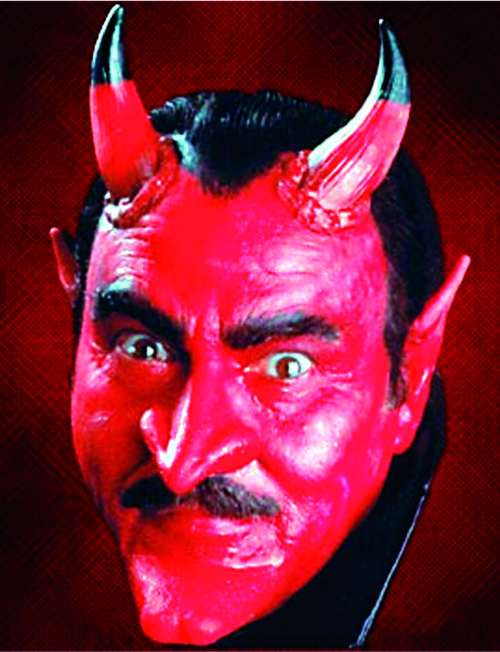 Masque en latex démon noir-rouge DE