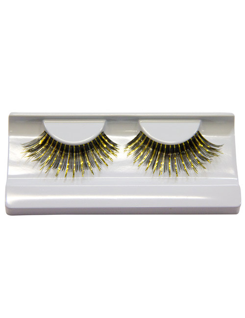 Faux-cils très longs femme noir et or