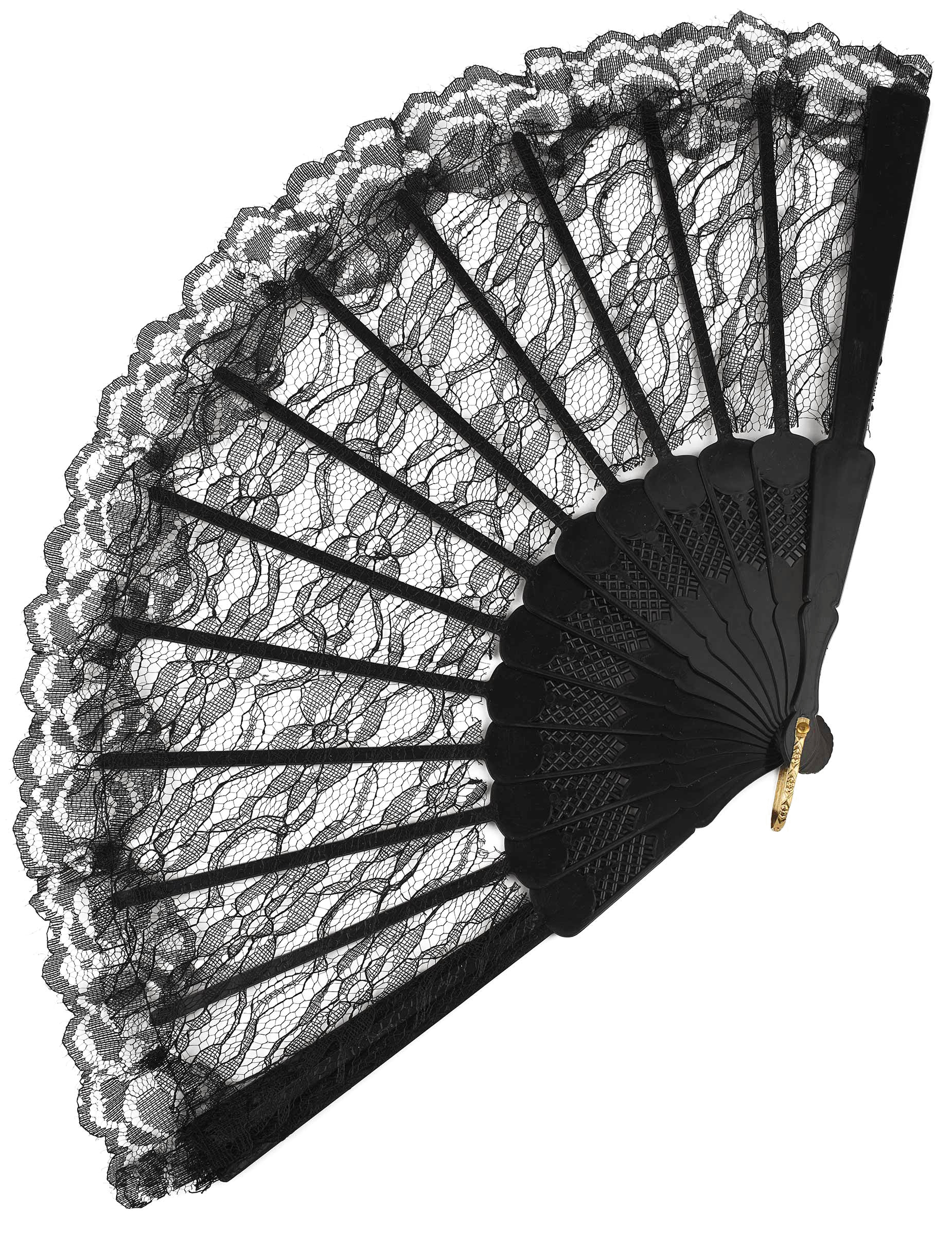Eventail dentelle noire 24 cm adulte