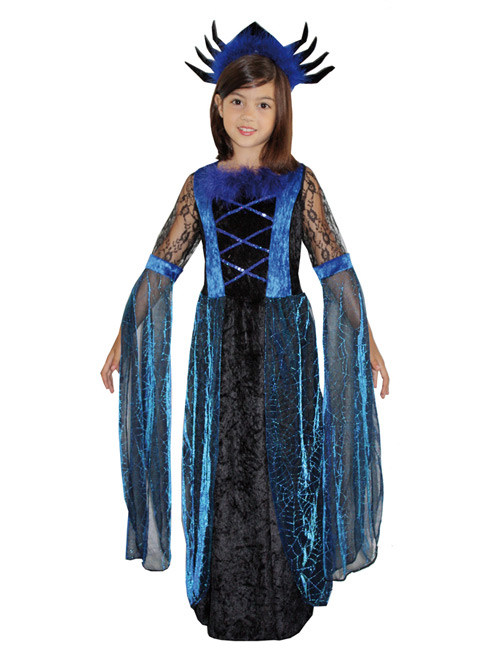 Déguisement reine des araignée noir et bleu fille Halloween