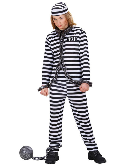 Déguisement prisonnier noir et blanc adolescent
