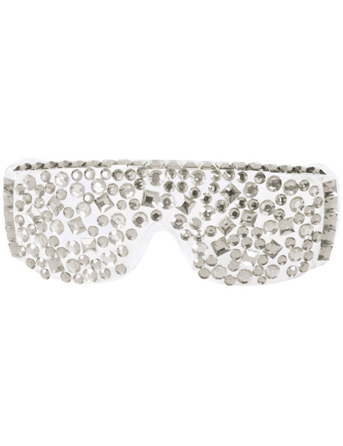 Lunettes disco à sequins en blanc et argenté