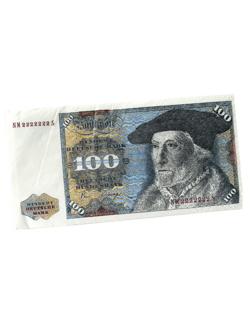 10 mouchoirs imprimés billet de 100 Deutsch Mark 11x6cm