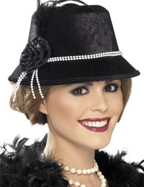 Chapeau charleston années 20 noir femme
