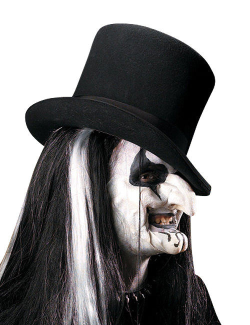 Masque prothèse visage Arlequin maléfique en latex noir et blanc