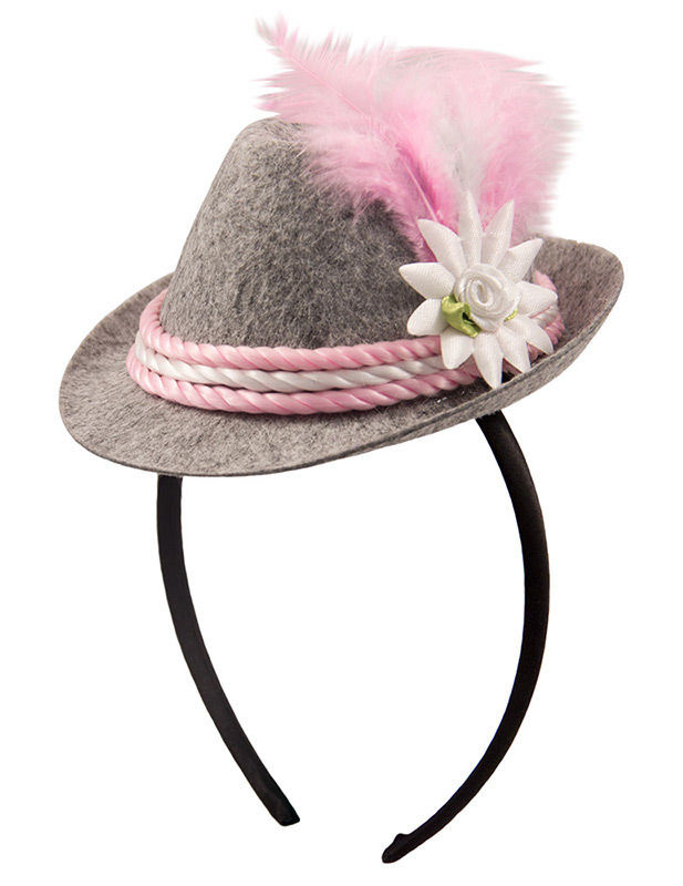 Mini chapeau bavarois gris et rose femme