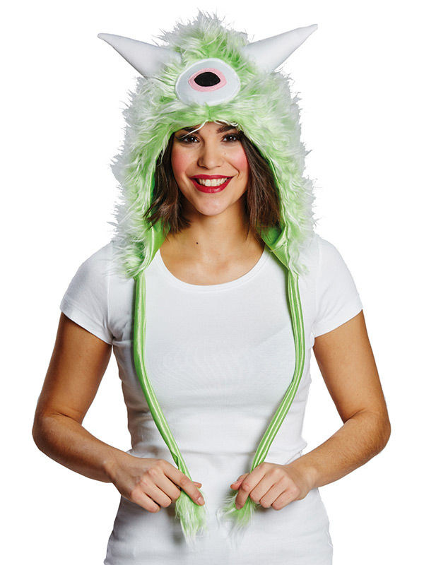 Chapeau monstre vert avec fourrure adulte
