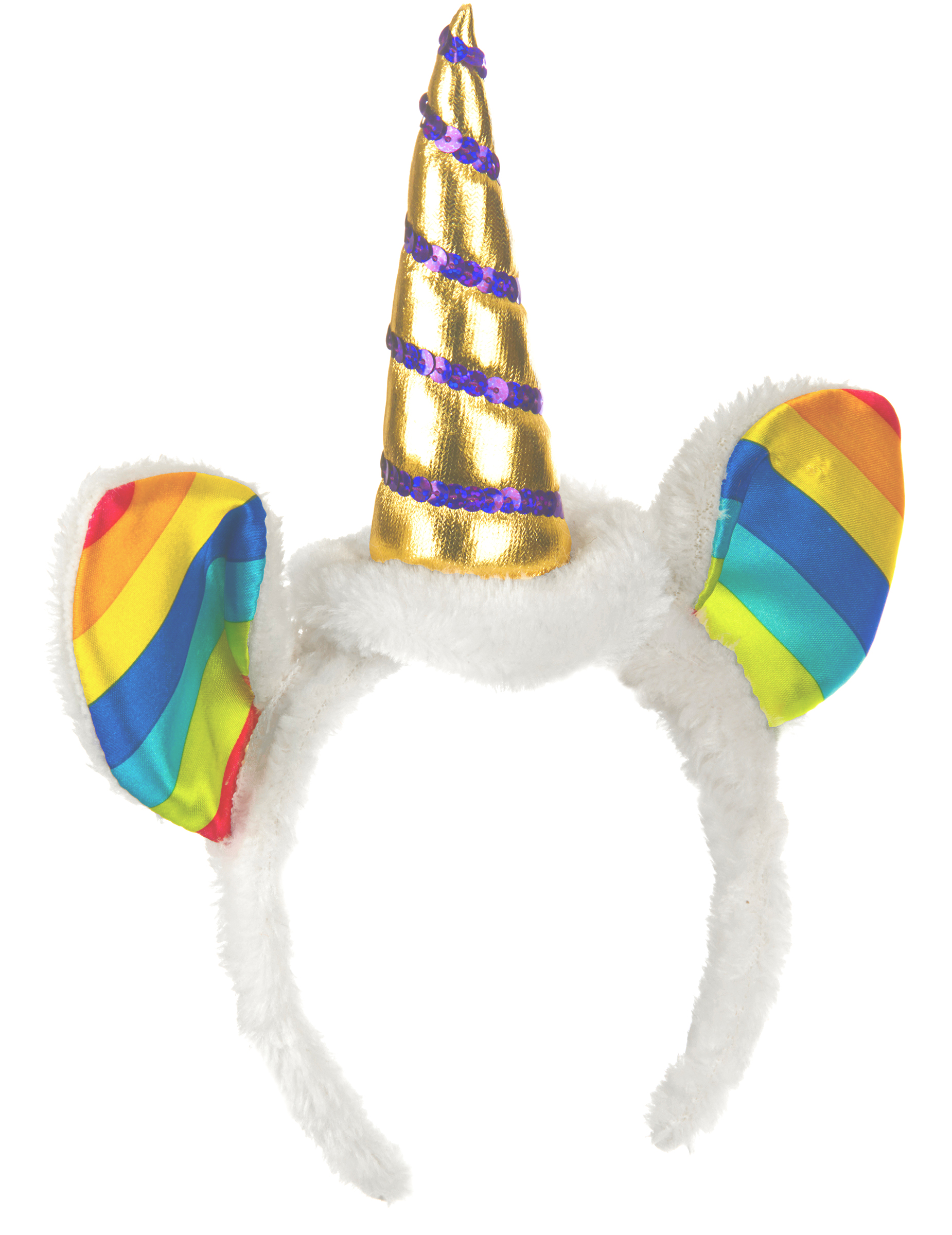 Serre-tête licorne avec oreilles multicolores adulte
