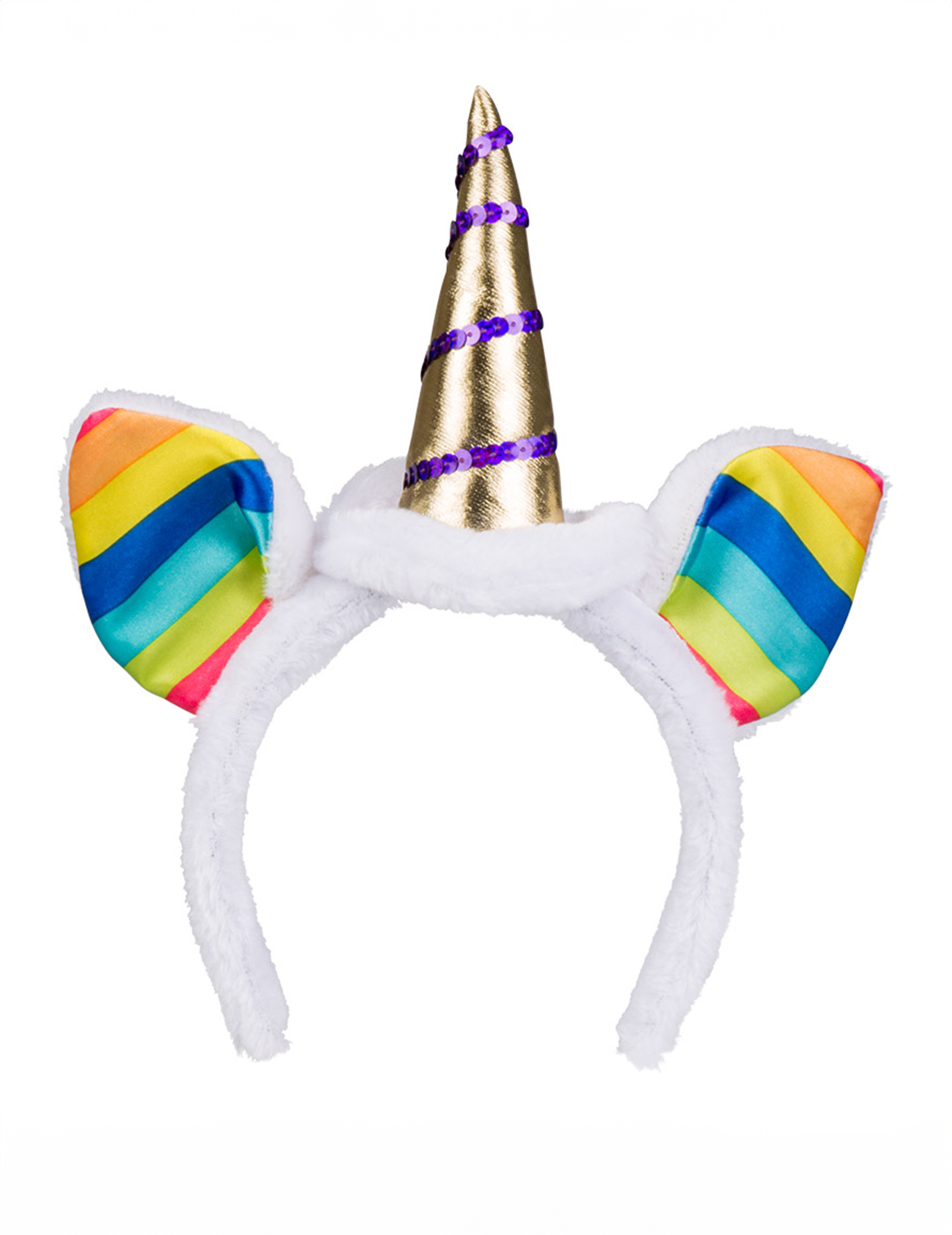 Serre-tête licorne avec oreilles multicolores adulte