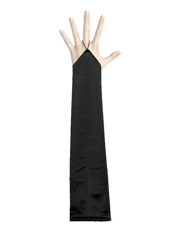 Gants longs satinés noirs sans doigts adulte