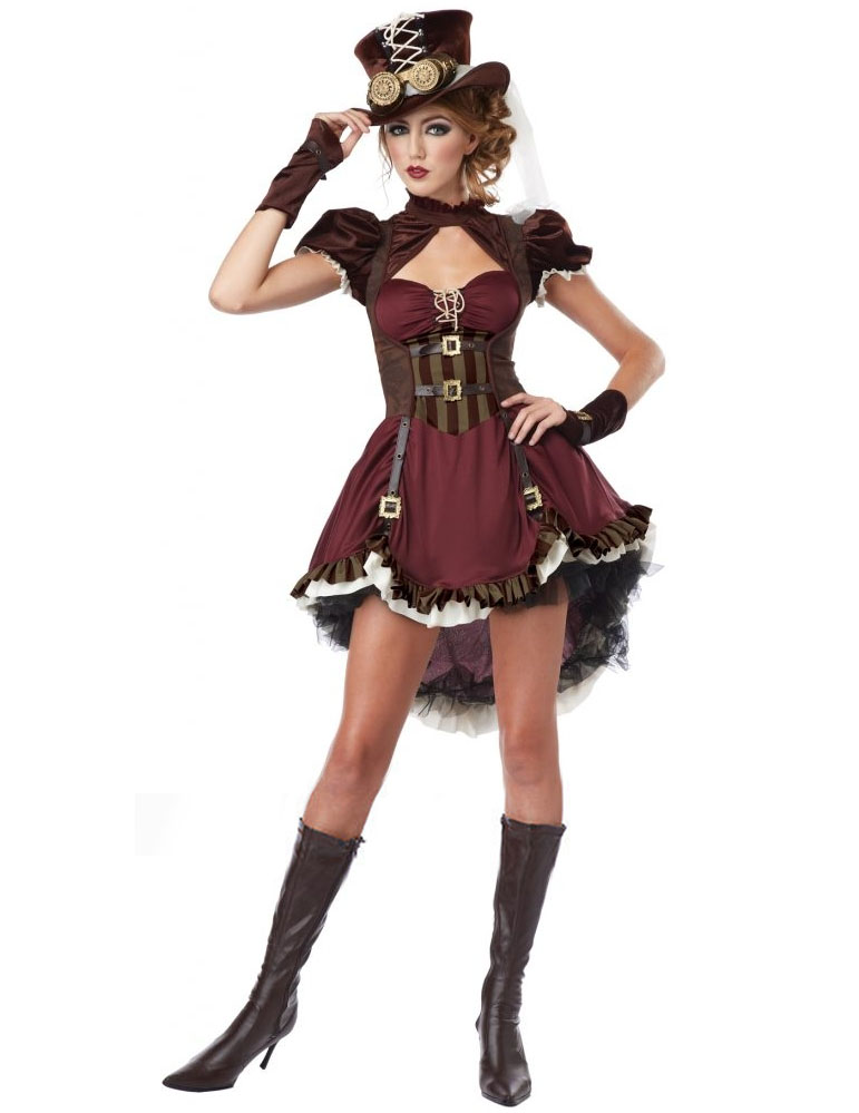 Déguisement steampunk bordeaux luxe femme