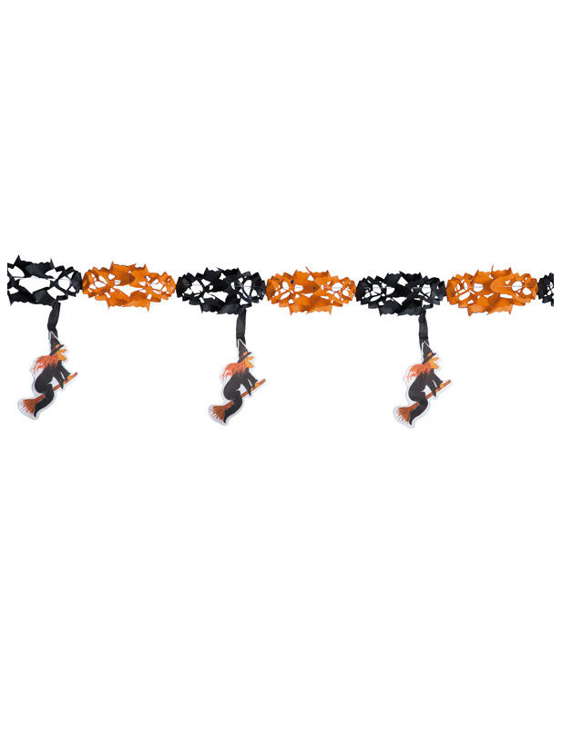 Guirlande de sorcières orange et noir 300x40cm
