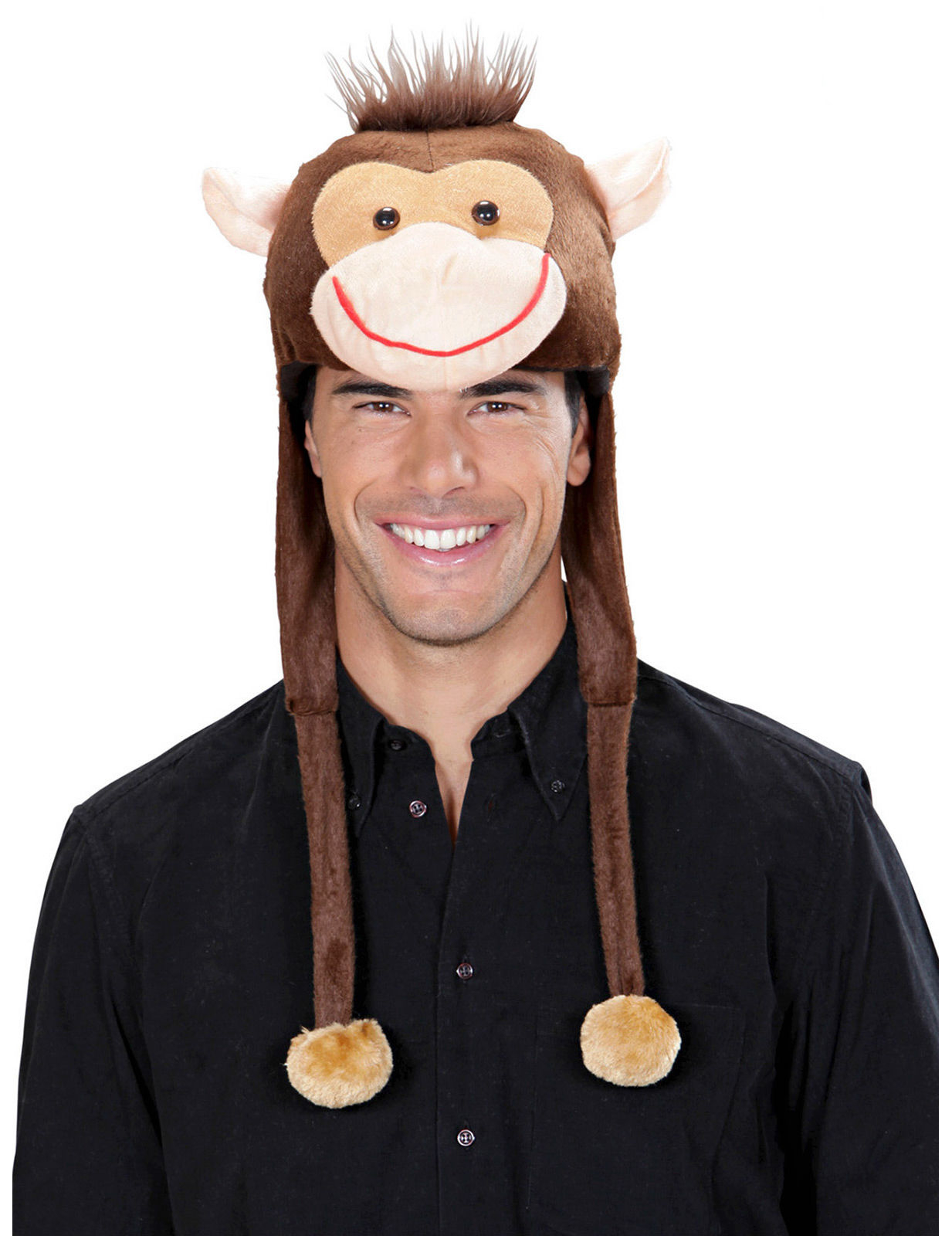 Bonnet singe en peluche adulte