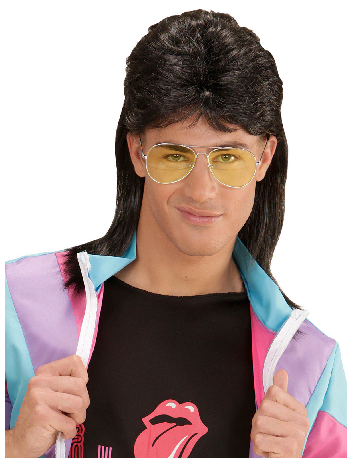 Perruque mulet chatain avec lunettes adulte
