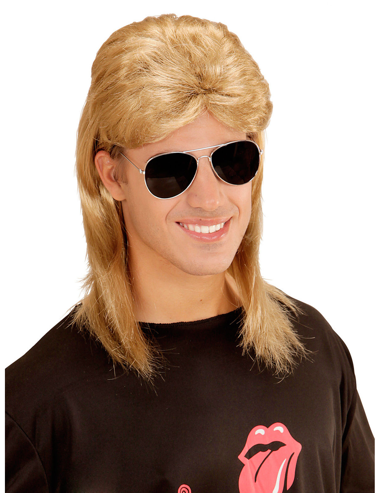 Perruque et lunettes années 80 hommes