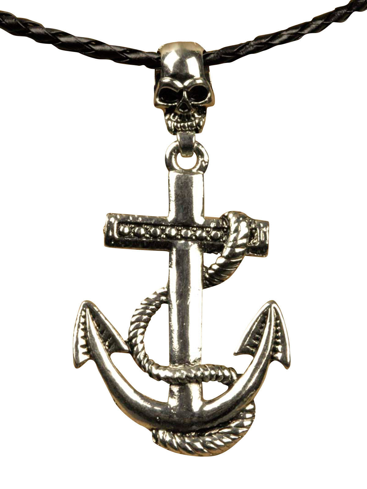 Collier cordon argenté avec ancre