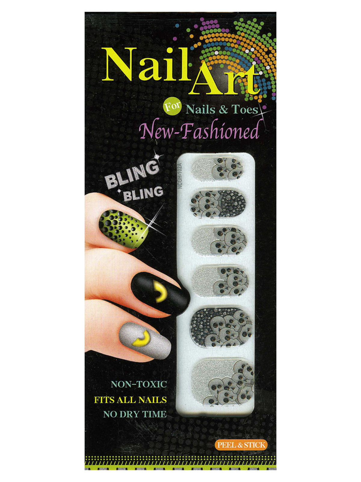 12 Tatouages ongles Halloween multicolore