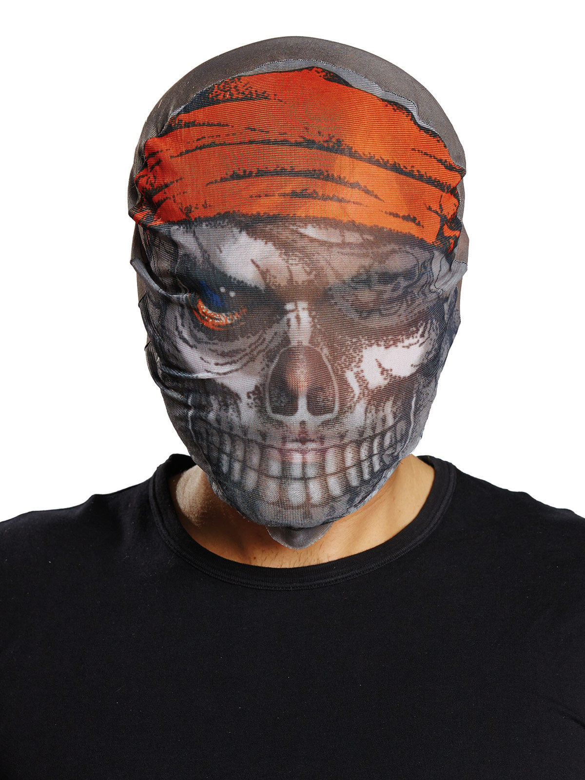 Masque Pirate zombie Halloween gris-rouge