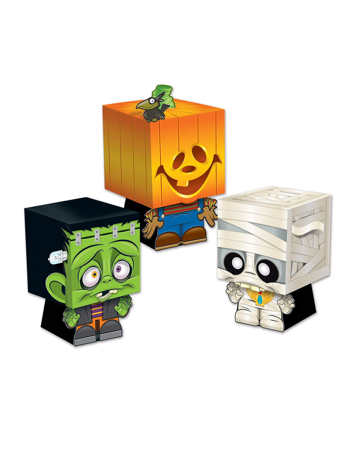 3 Boîtes surprises Trick or Treat multicolores 13 x 8,3 cm