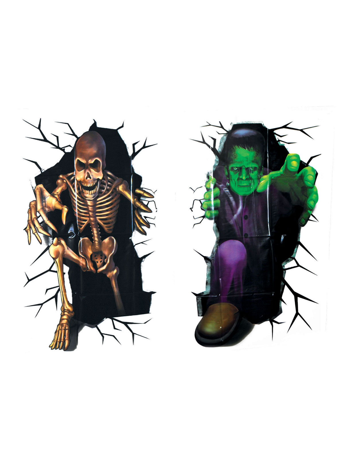 Décoration murale squelette sortant du mur 18 x 24 cm Halloween