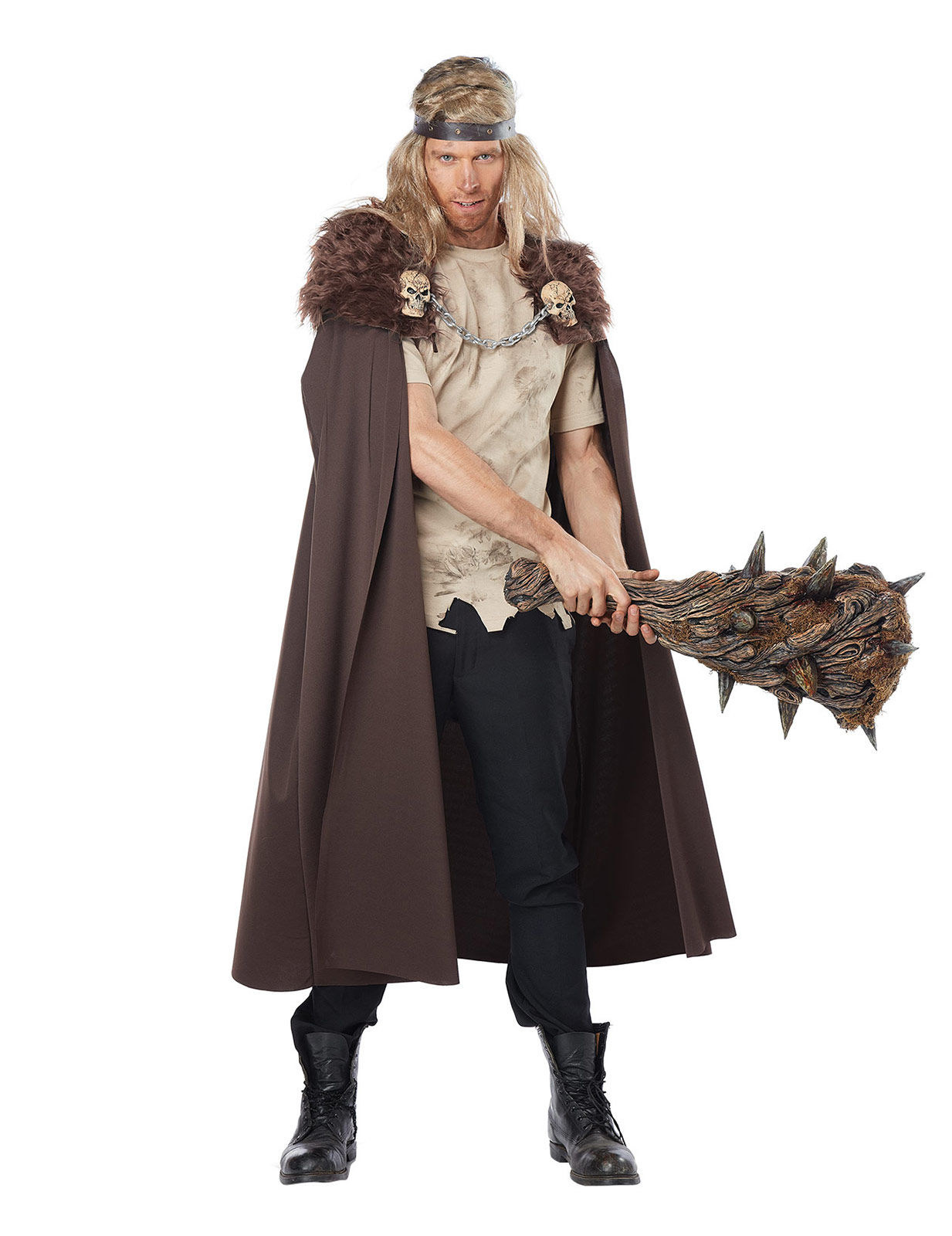 Cape de guerrier Viking avec fausse fourrure et têtes de mort