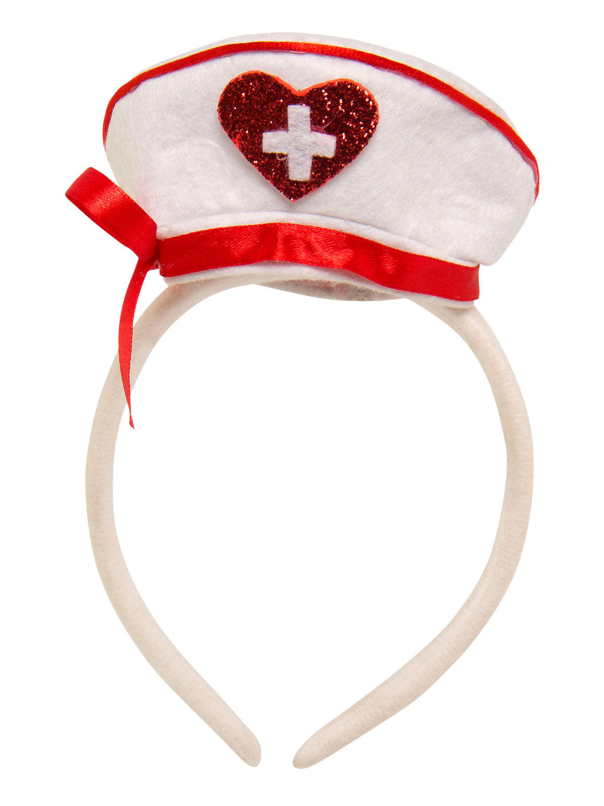 Serre-tête avec coiffe d'infirmière blanc rouge Femme