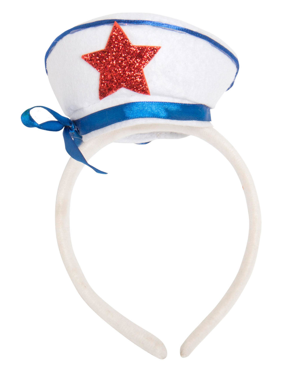 Serre-tête chapeau de capitaine blanc et bleu