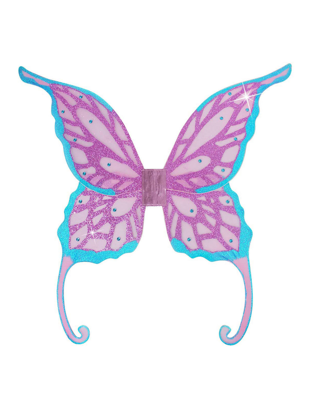 Ailes de fée turquoise et violettes 85 X 88 cm