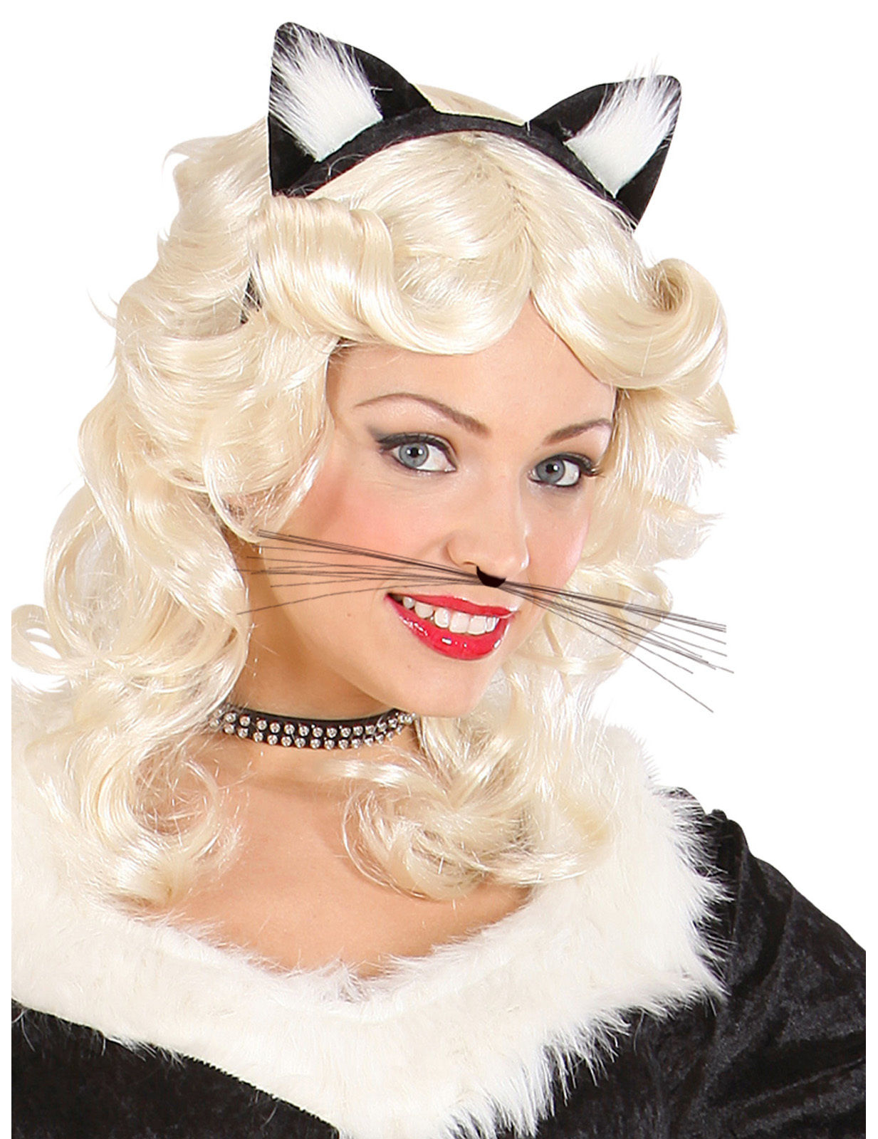 Moustache de chat noir adulte