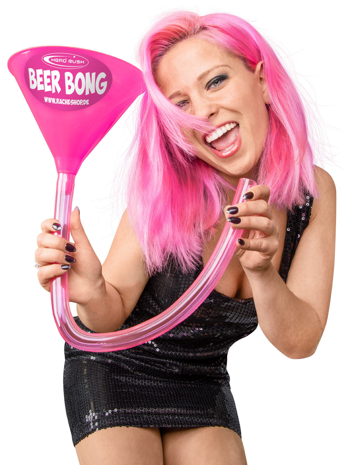 Entonnoir à bière rose ou gris 70 cm Headrush Beer bong®