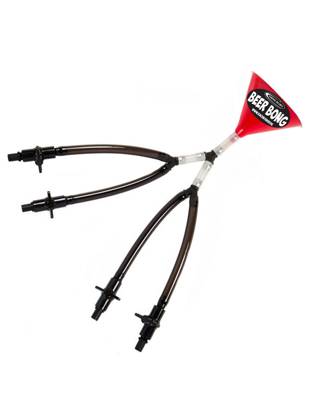 Entonnoir à bière avec 4 tubes rouge 70cm Headrush Beer bong®