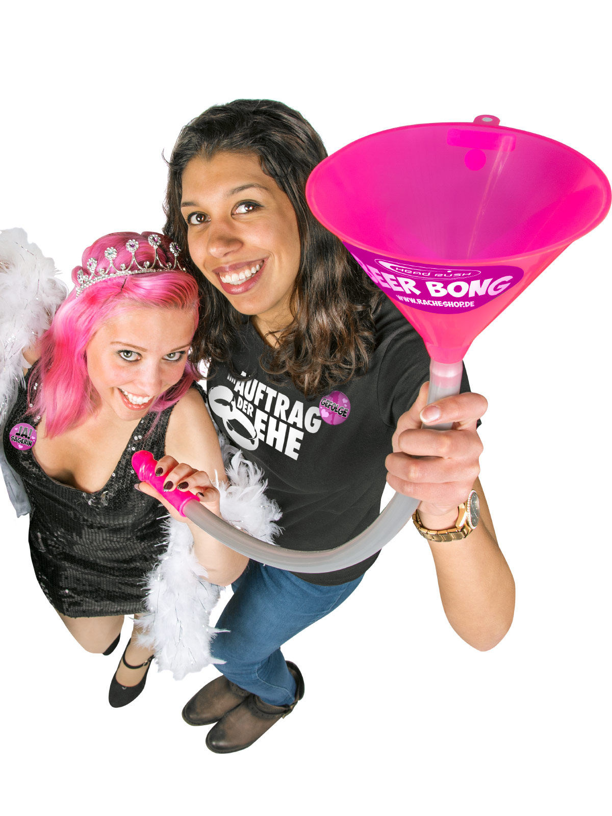 Entonnoir à bière humoristique zizi rose 70 cm Headrush Beer bong®