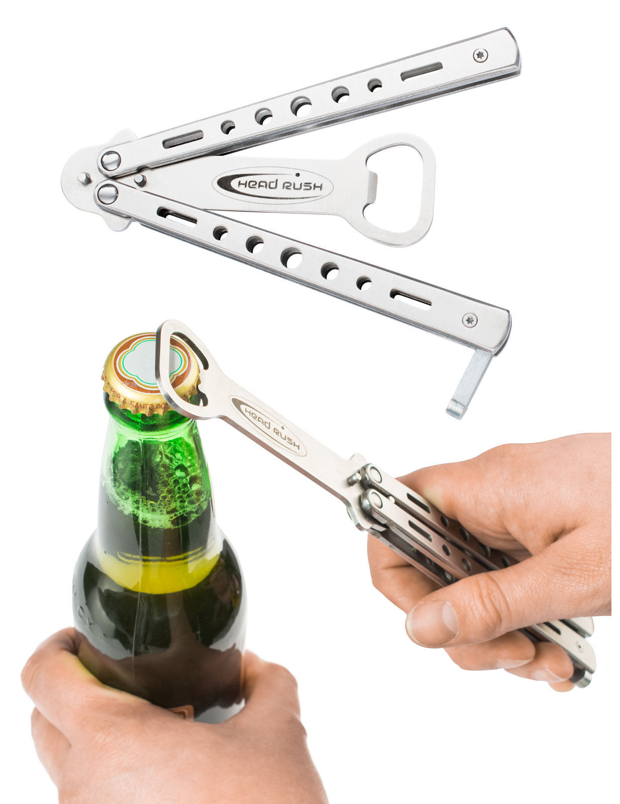 Décapsuleur papillon argent 13 cm Headrush Beer bong®