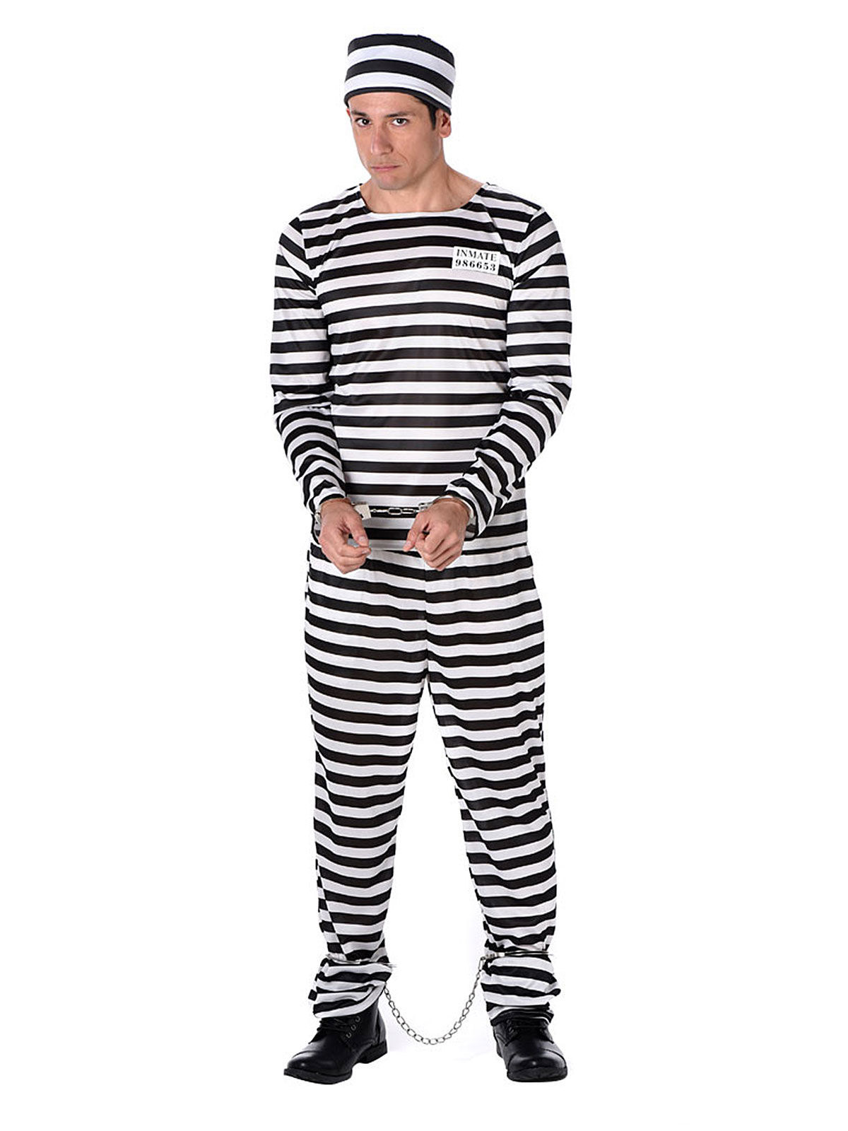 Déguisement prisonnier rayé noir et blanc homme