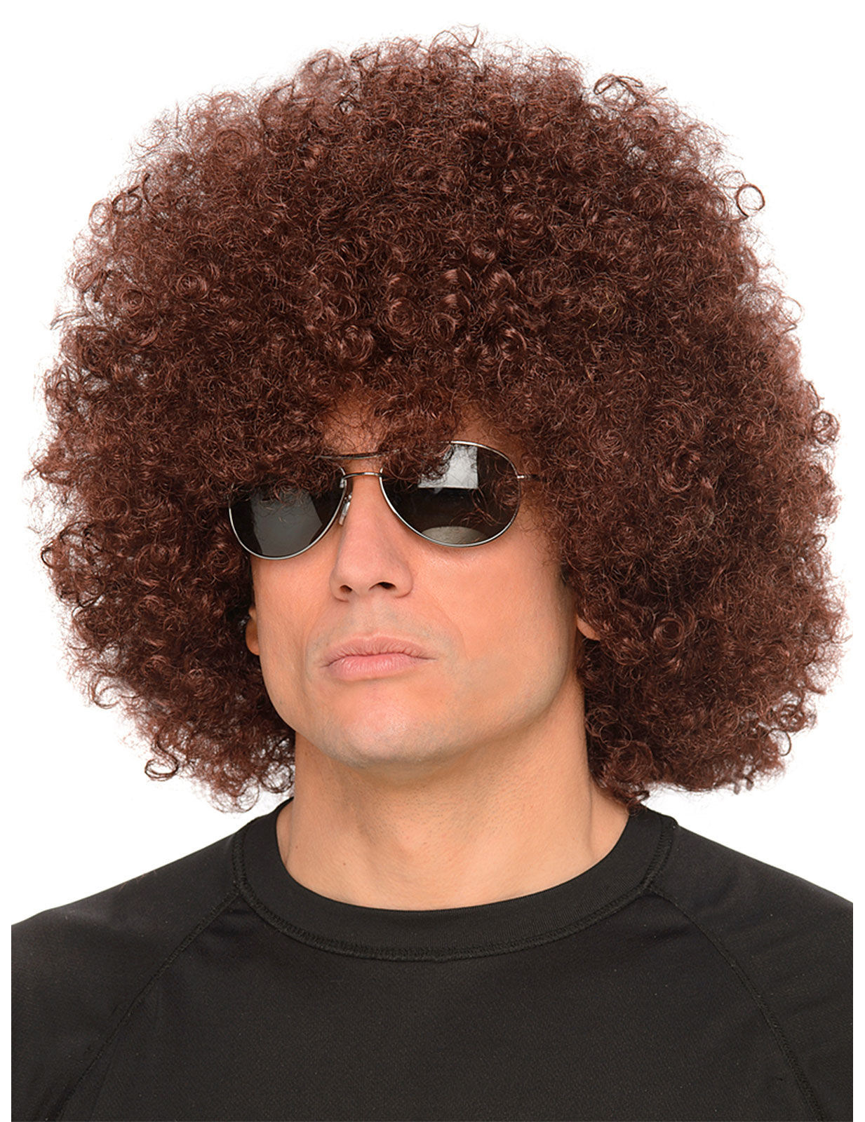 Perruque afro marron adulte
