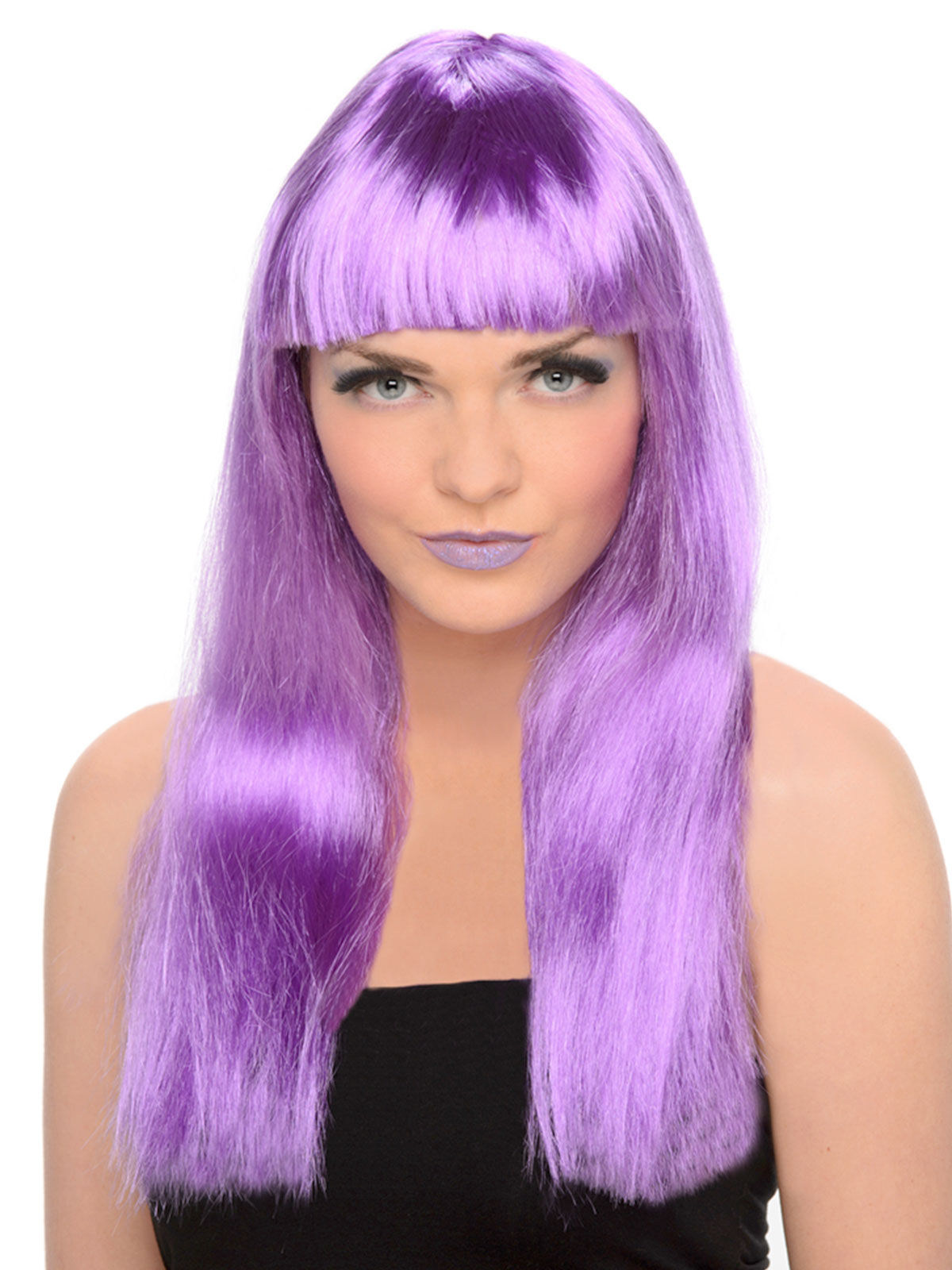 Perruque frange femme violet
