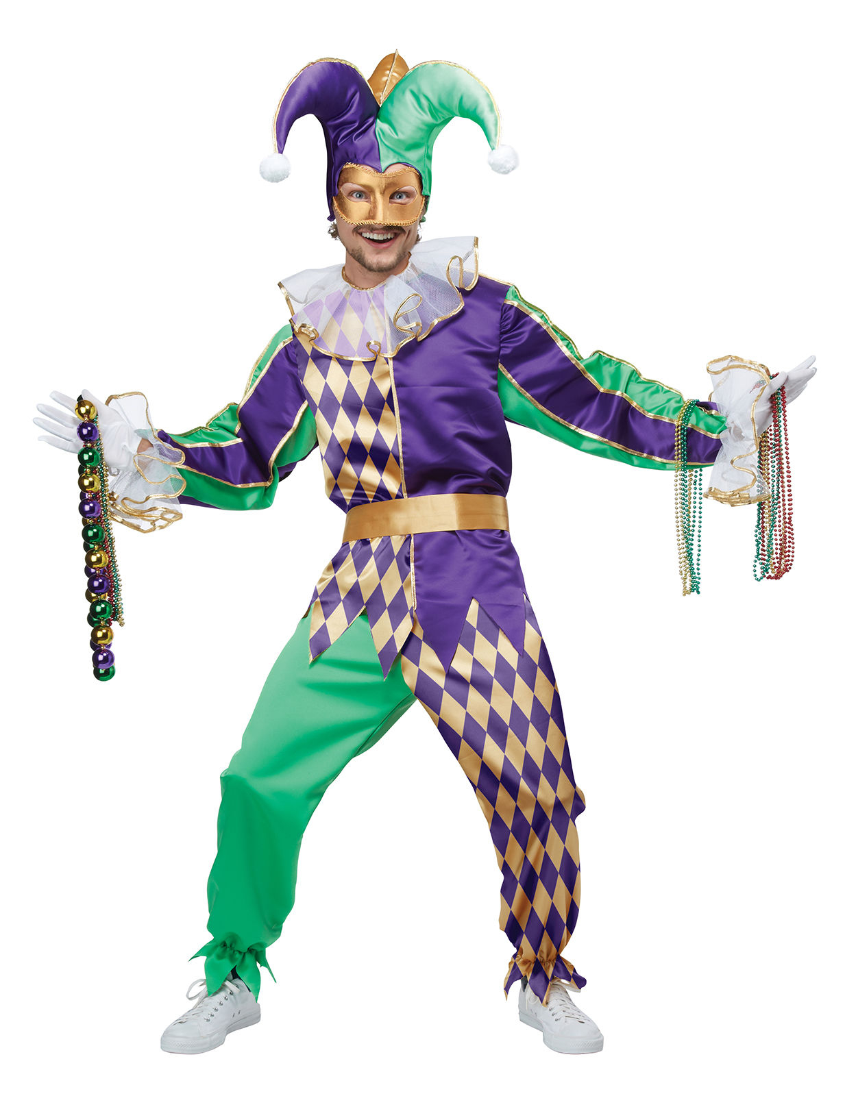 Déguisement arlequin vert et violet homme
