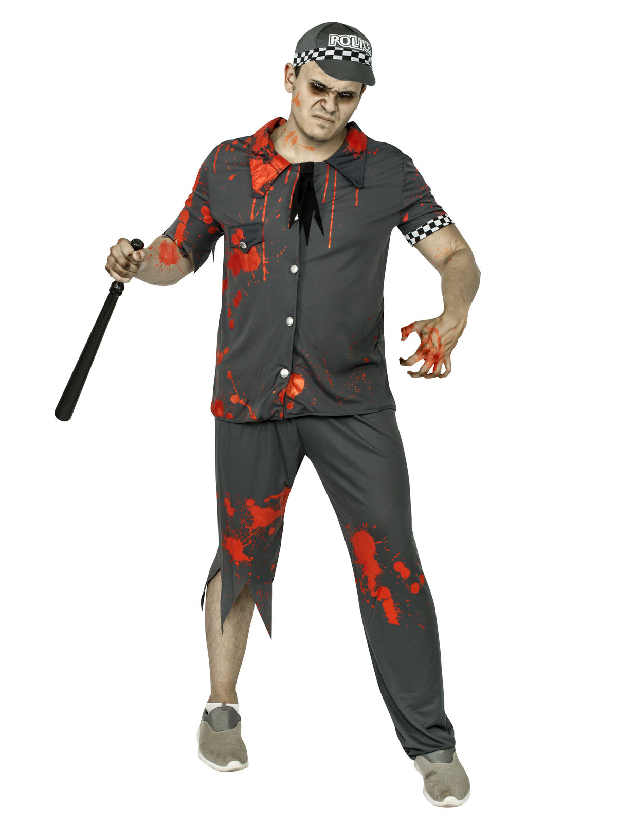 Déguisement zombie policier homme gris Halloween