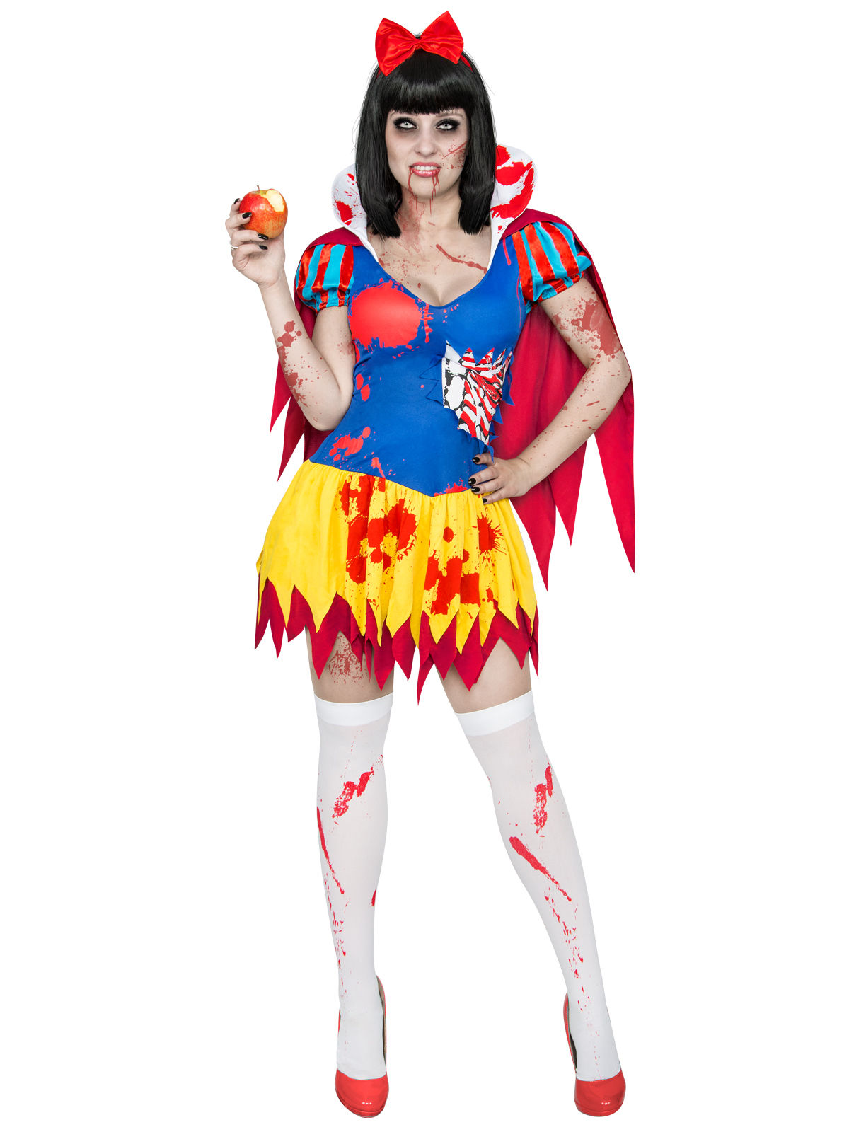 Déguisement de Blanche-Neige Zombie pour femme jaune, bleu et rouge Halloween