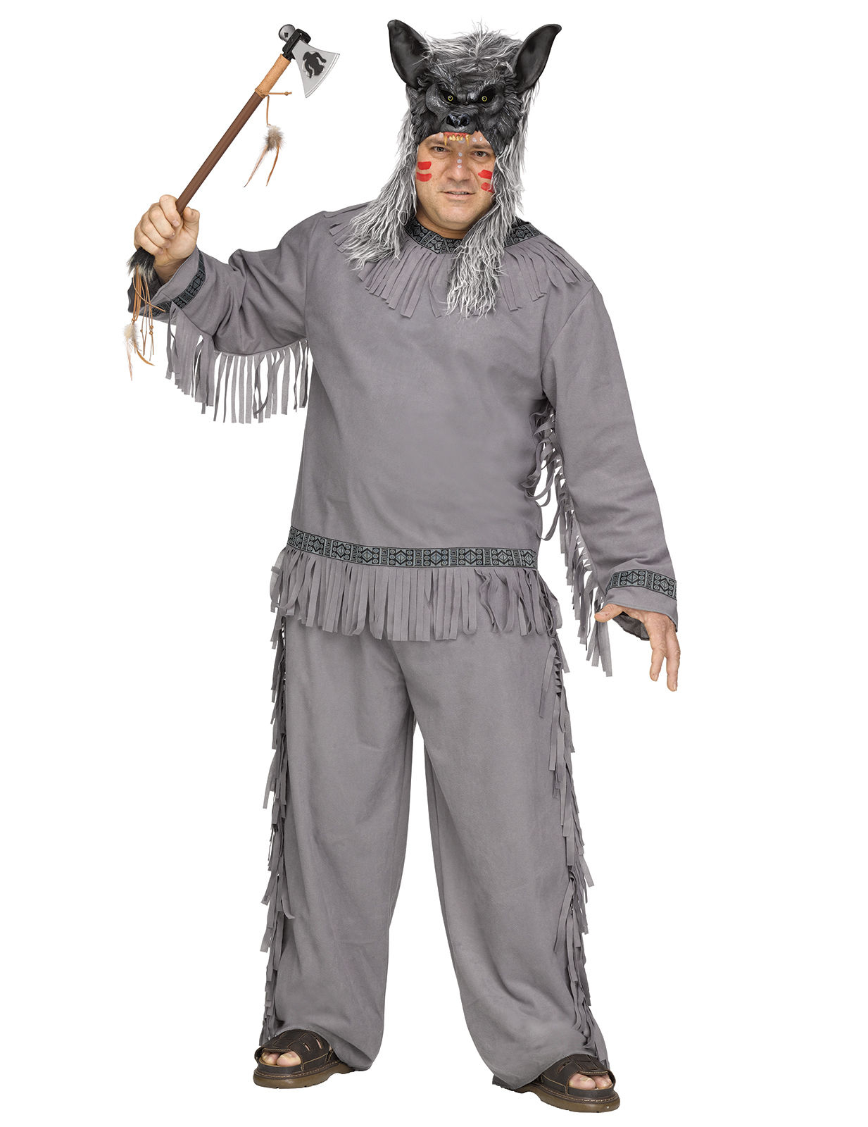 Déguisement chasseur de loup indien gris grande taille
