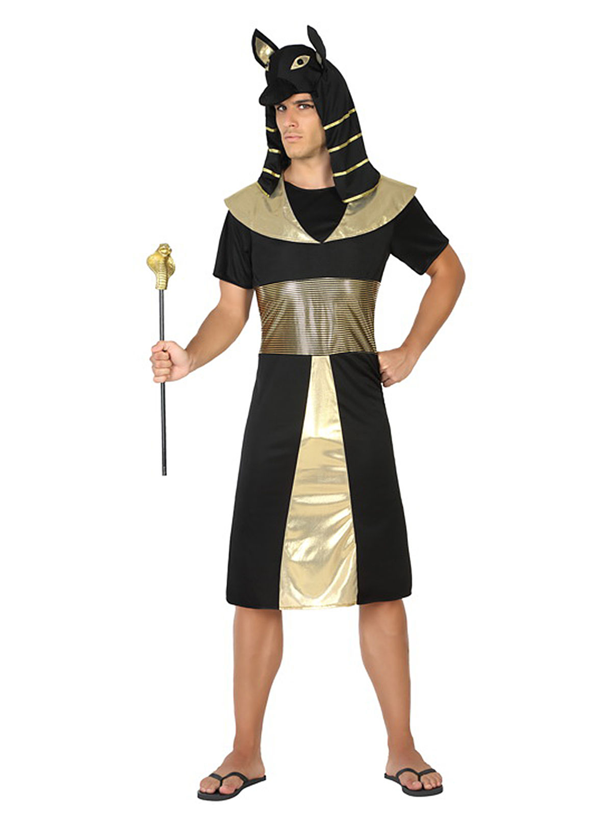 Déguisement pharaon égyptien homme noir doré