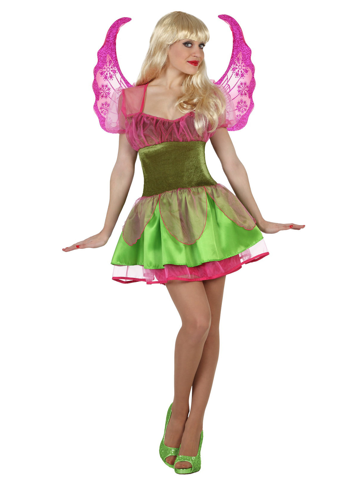 Déguisement fée magique femme vert et rose