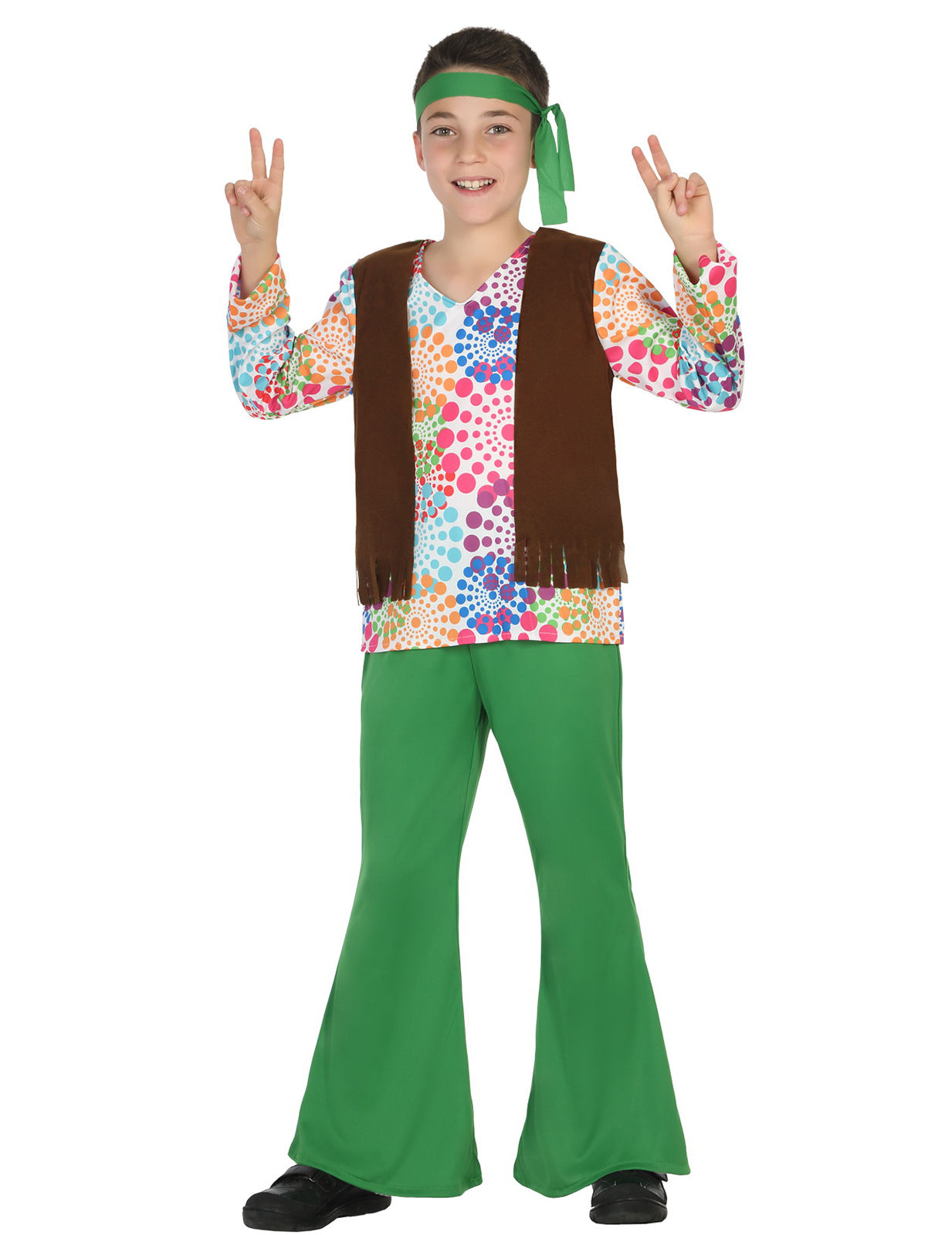 Déguisement de hippie garçon vert