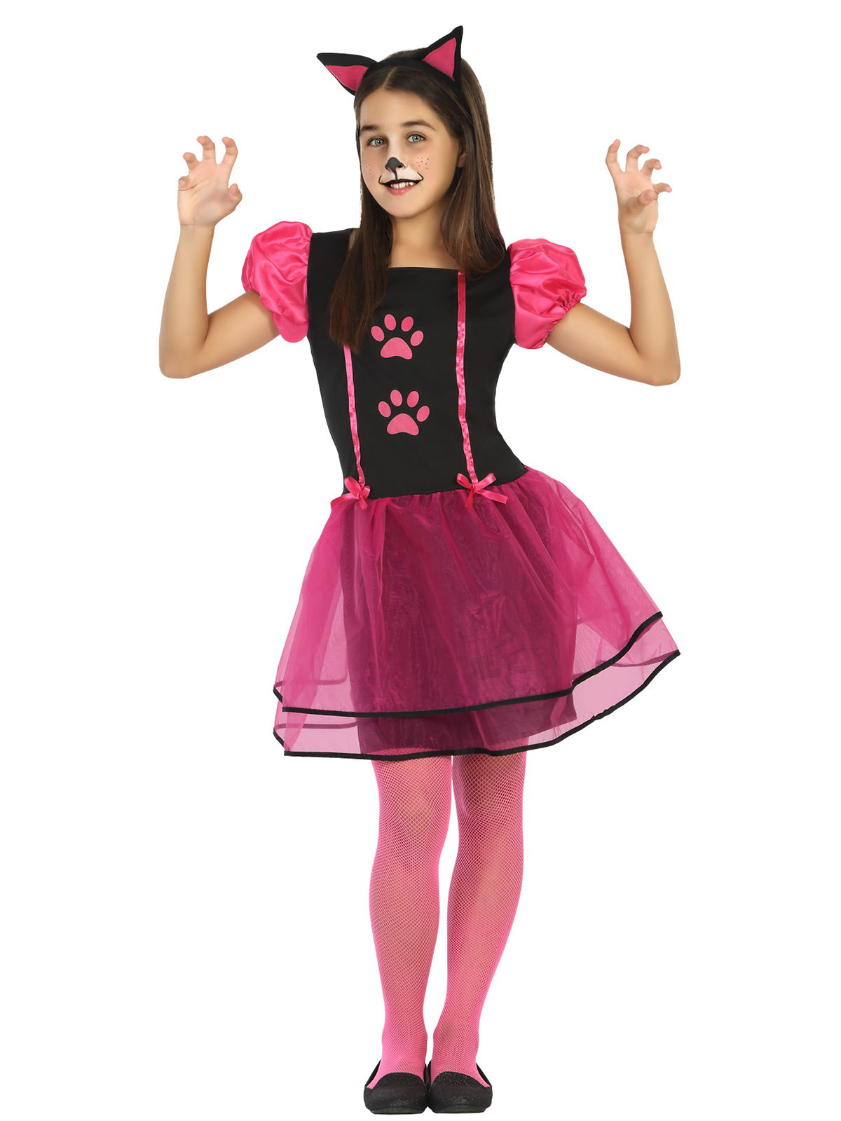 Déguisement de chat pour fille noir et rose