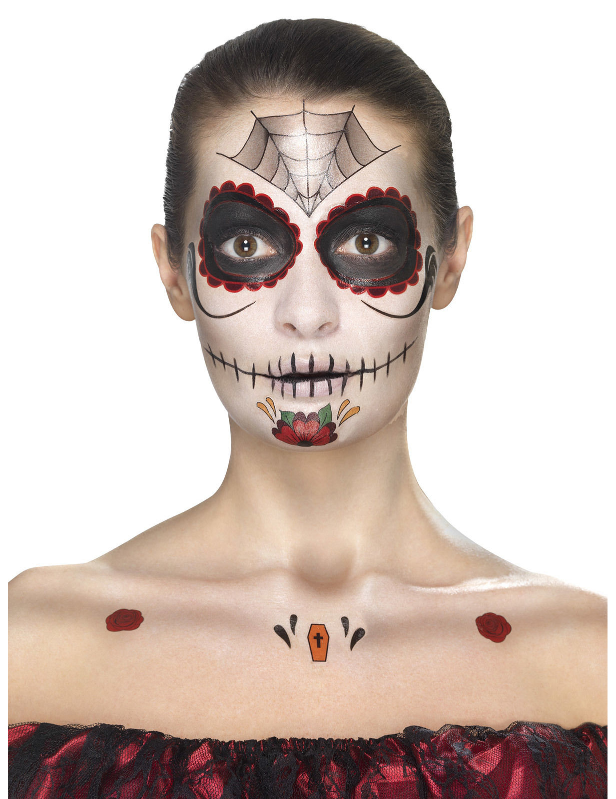Kit maquillage princesse araignée femme Dia de los muertos