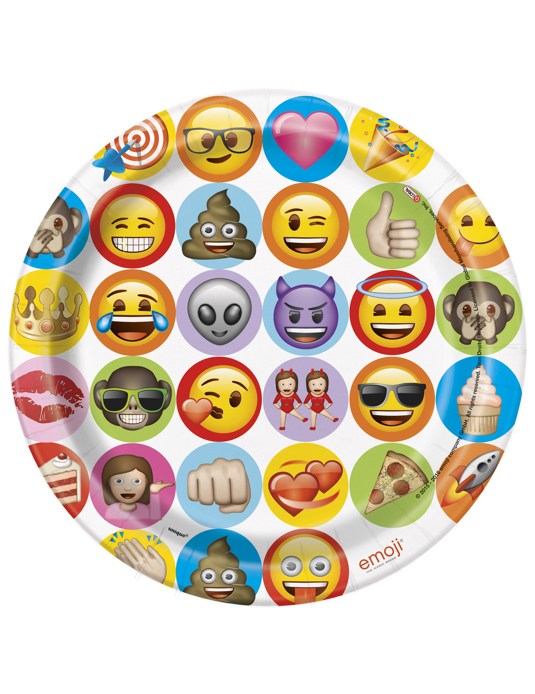 8 Assiettes en carton Emoji  23cm