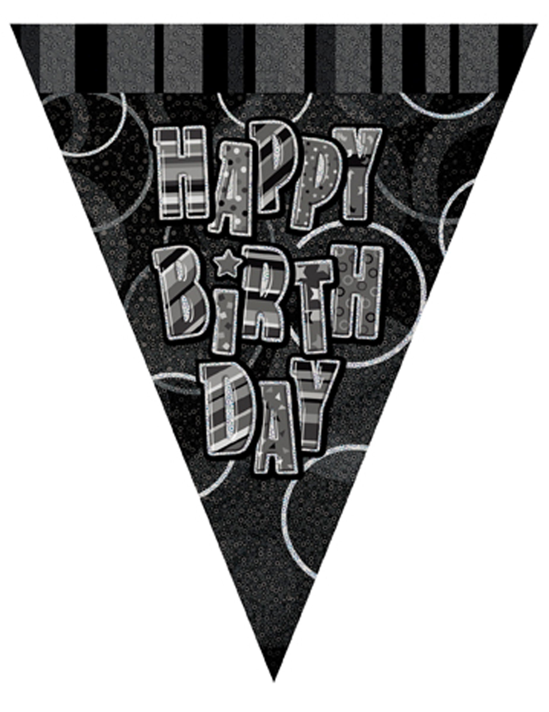Guirlande fanions gris Happy Birthday 2,74 m