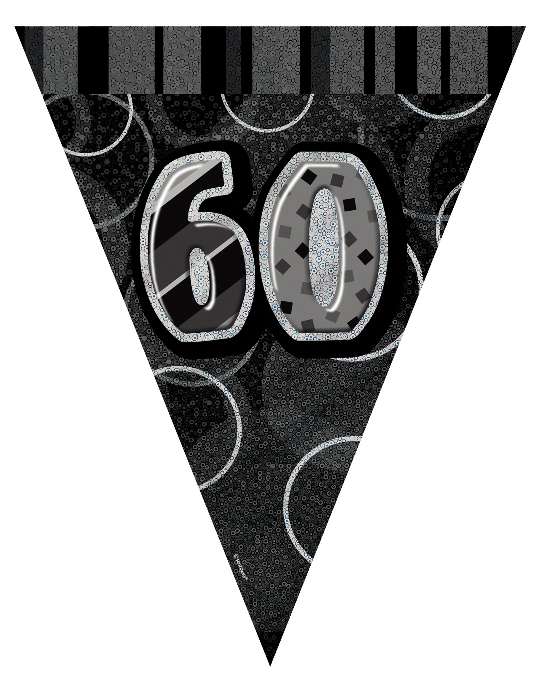 Guirlande fanions gris Age 60 ans 2,74 m
