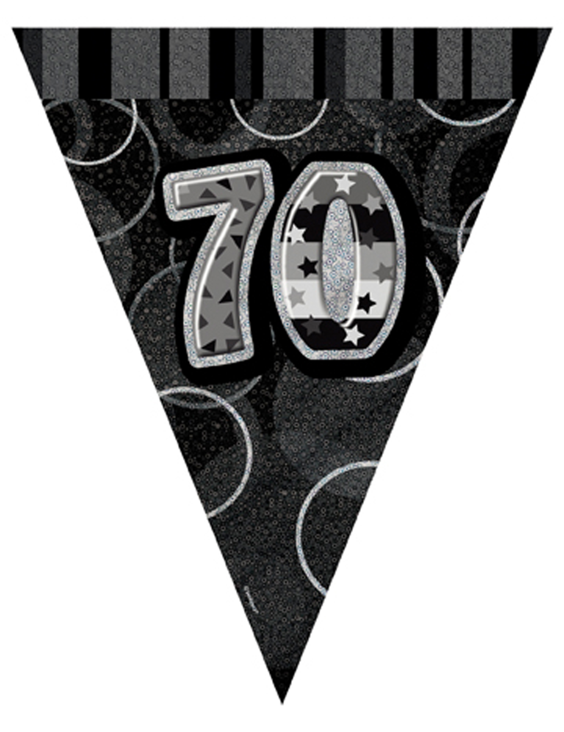 Guirlande fanions gris Age 70 ans 2,74 m