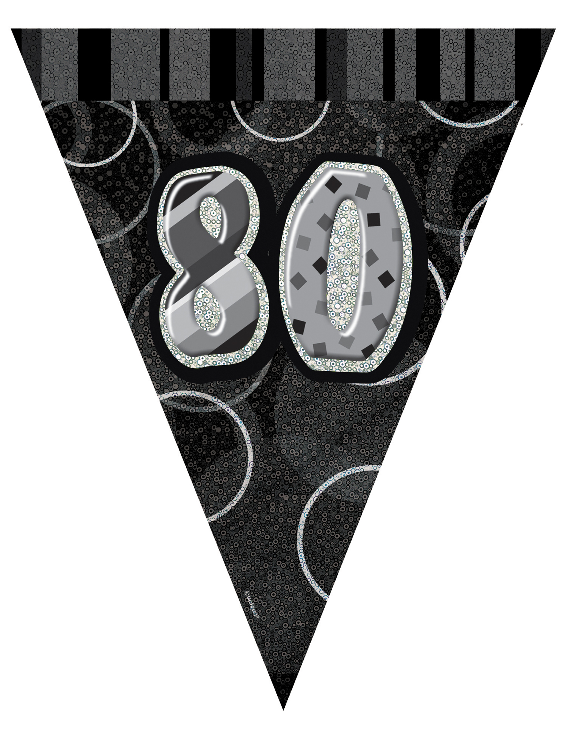 Guirlande fanions gris Age 80 ans 2,74 m